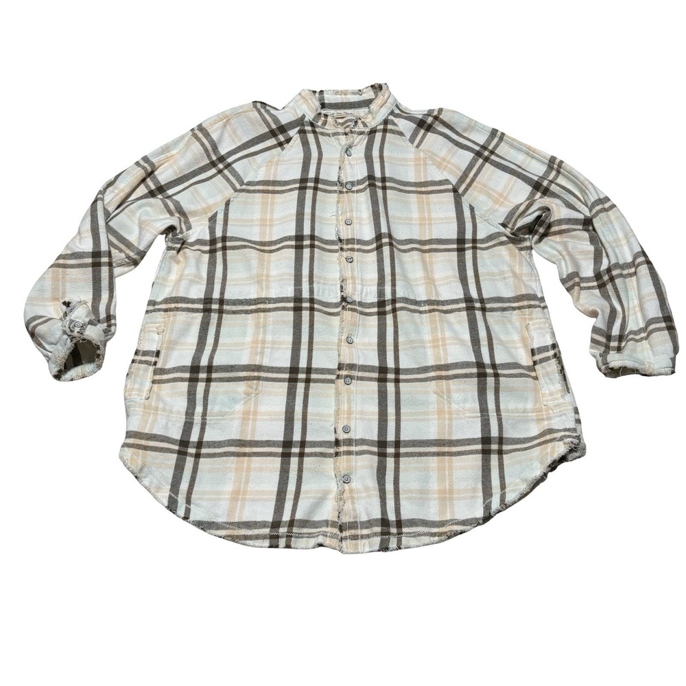 Free People We The Free Summer Daydream Plaid Button Up Shirt Cotton Pockets SM